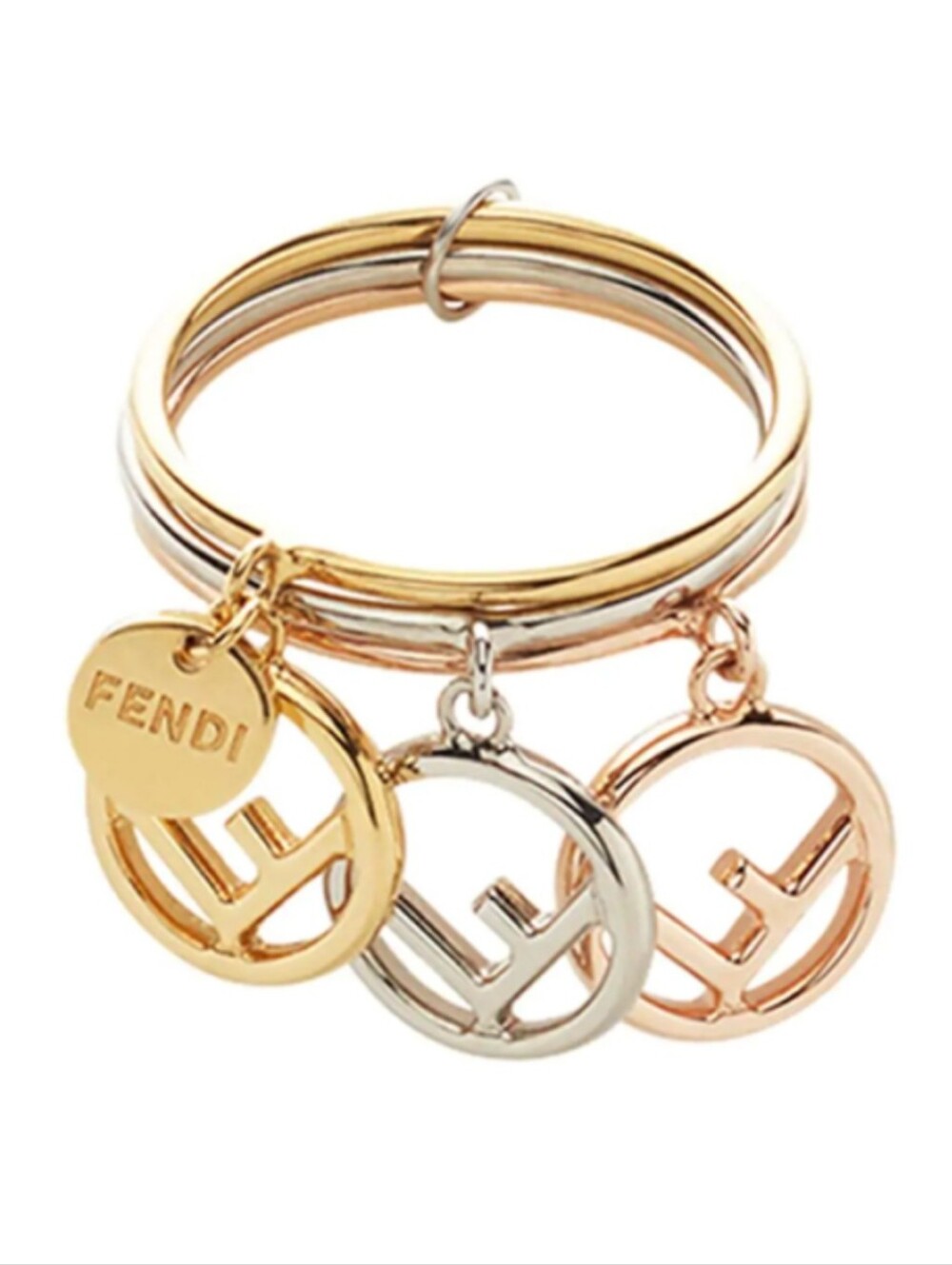 Authentic Fendi Gold & Silver Tone 3 Piece Ring Set Made In Italy Medium Size